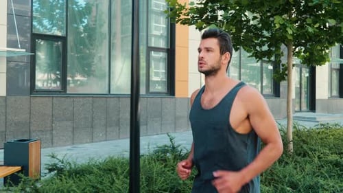 Man Running in the City for Fitness