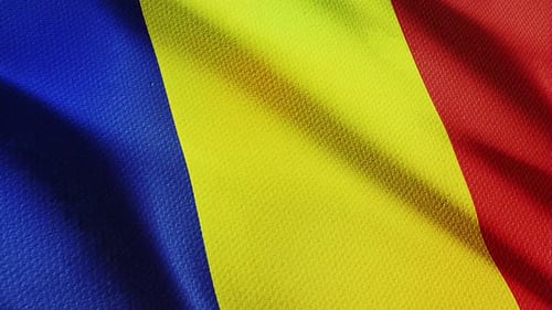 Seamless Loop Waving Romanian Flag Background