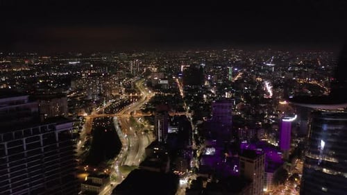Aerial view of Ho Chi Minh City skyline in Vietnam at night