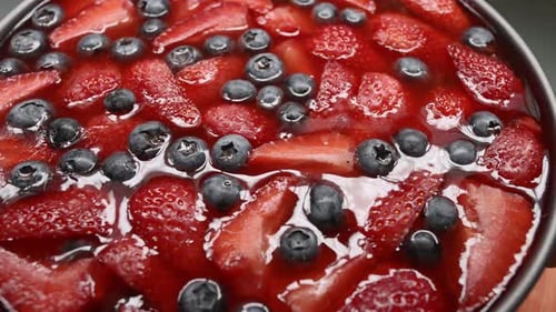 Close up of Red Jelly Berry Dessert