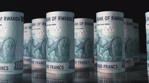 Rwanda francs money banknotes rolls seamless loop