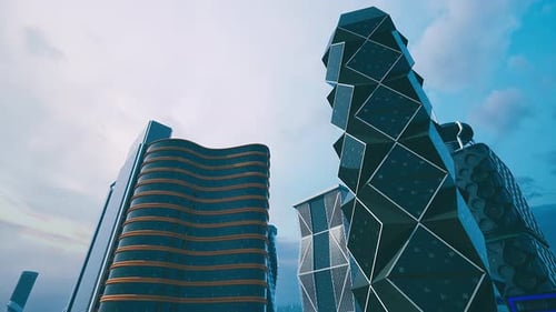 Dos edificios altos que se alzan juntos