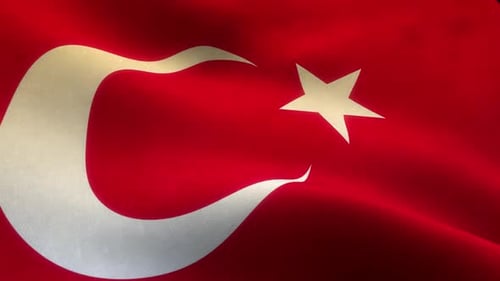 Waving Turkish Flag Realistic Animation Background