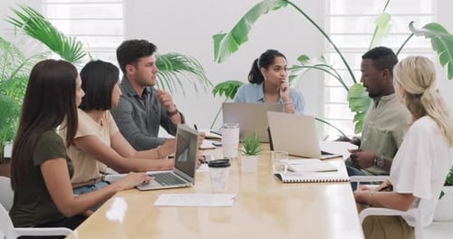 4k video footage of a group of businesspeople having a meeting in an office