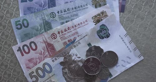 Banknotes Of Different Values Of Hong Kong Dollars