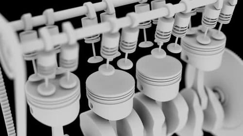 3D Rendering of Engine Components in Monochrome