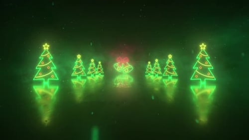Weihnachts-Neonlicht-Hintergrund mit Weihnachtsbaum