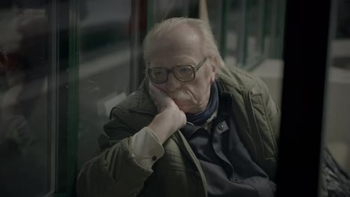 Elderly Homeless Man Suffering From Poverty Looking for Help at Train Station