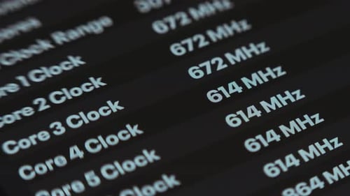 Frecuencia operativa de los núcleos medida en GHz