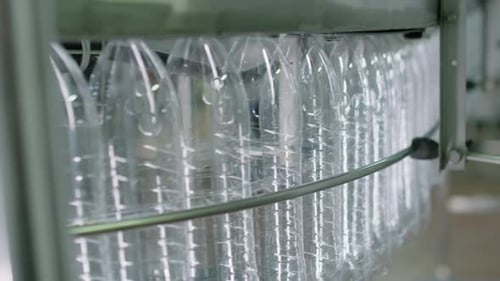 Automatic Line of PET Bottles Prepared for Pure Water Bottling