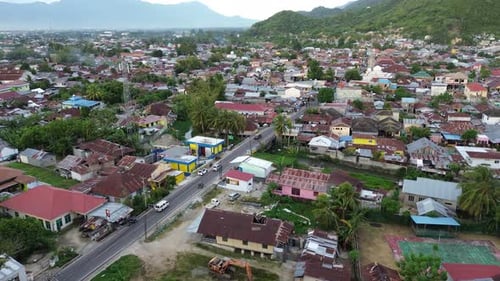 aerial view of houses and public streets
