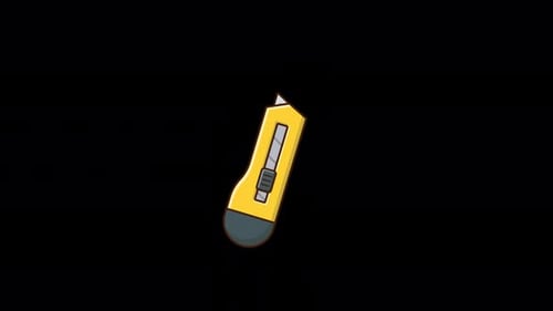 Animated Utility Knife Blade Extend Retract Flat Design
