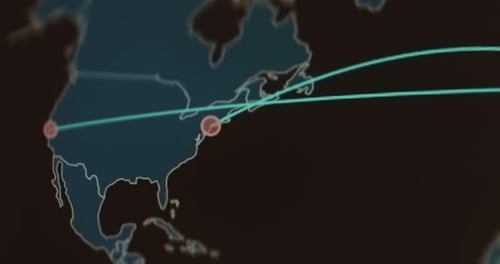 World Map Animated Network Connections Visualization