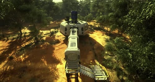 Futuristic Habitat in Lush Forest Under Bright Sunlight During Daytime