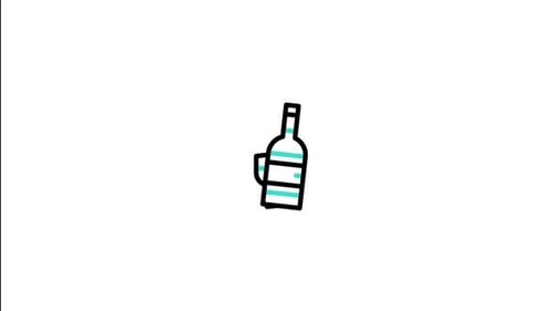 Animated Flat Design Bottle and Glass Icon Reveal
