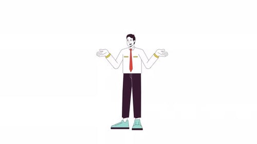 Animación de hombre de oficina encogiéndose de hombros