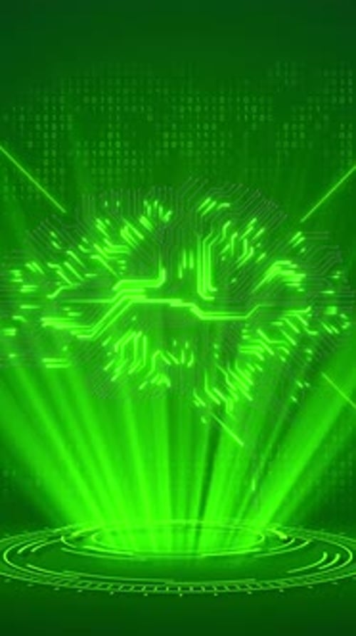 Artificial Intelligence Brain in Network Node Machine Learning AI Vertical Background