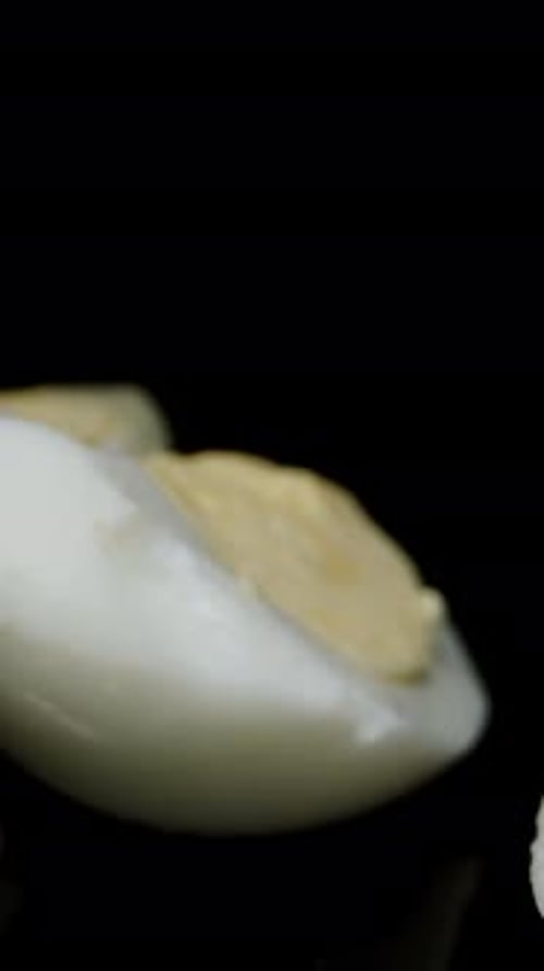 Hard Boiled Eggs Sliced Open Food Close-up