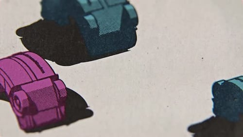 Retro Comic Style Animated Car Driving Loop