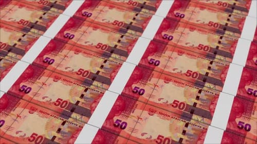 50 SOUTH AFRICAN RAND banknotes printed by a money press