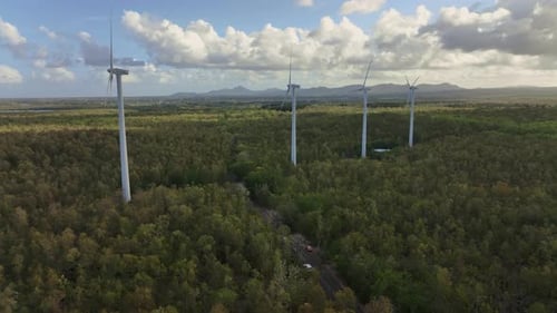 Wind Turbines Generate Energy On The Island