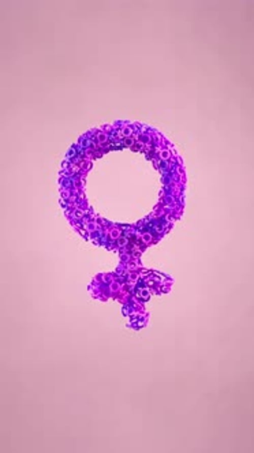 Decorative Female Gender Symbol Made of Fluid Purple Rings