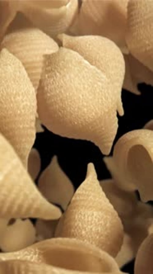 The Dry Pasta Flies Up and Falls Down Filmed on a Highspeed Camera at 1000 Fps