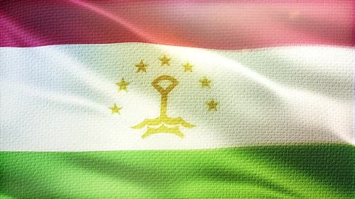 Tajikistan National Flag Waving Fabric Background