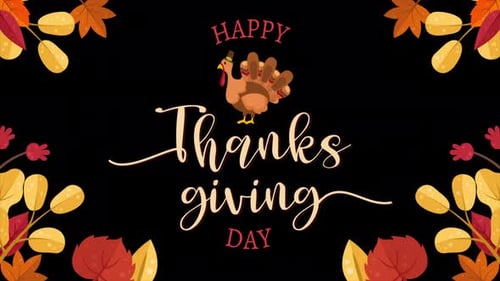 Animated Thanksgiving Greeting with Autumn Leaves and Turkey Frame