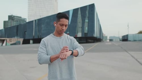 Young Adult Jogging in Urban Environment