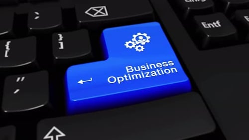 Optimisation de l'entreprise avec mouvement rond sur le bouton du clavier