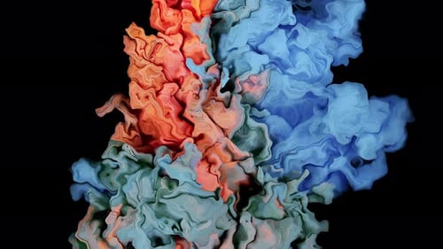 Real Shot Color Paint Drops in Water in Slow Motion Ink Swirling Underwater Cloud of Ink Collision