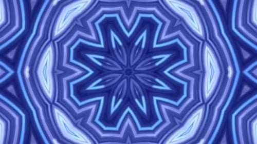 Abstract Blue Neon Kaleidoscope Background Loop