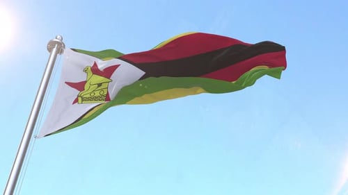 Zimbabwe National Flag Waving in Realistic Animation