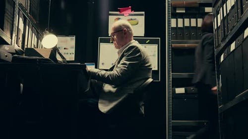 Coworkers Reviewing Graphs on a Computer in Office