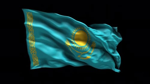 Kazakhstan National Flag Waving Animation