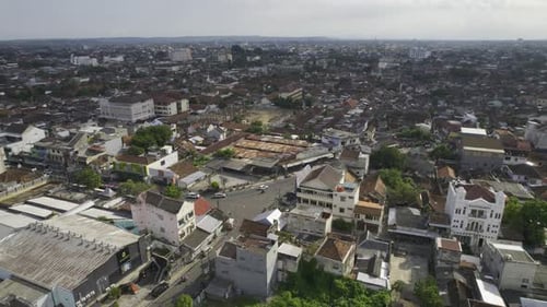 Aerial view of a neighborhood at Jogyakarta city. Central Java, Indonesia, Jogjakarta