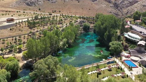 Aerial View Of Lake And Social Facility
