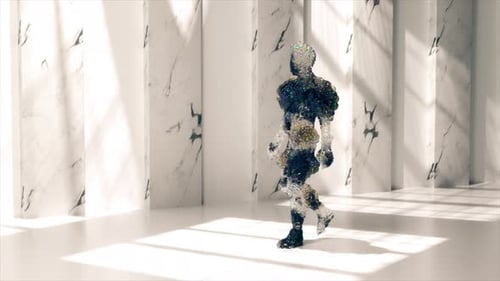 Walking Man with 3d Motion of Dispersed Balls Based on the Use of Small Ball Spheres or