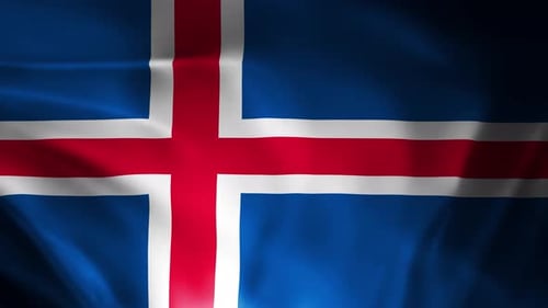 Waving Flag of Iceland Loop Animation