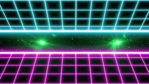 High Tech Digital Glowing Retro Background With Leans Flare Effects, Retort Loop Animation Video Bac