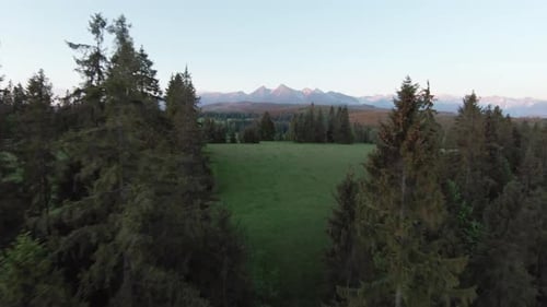 Aerial View of a Summer Mountain Landscape with Rocky Peaks Tatra Mountains