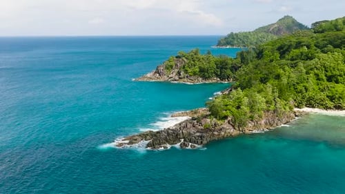 Pristine Coastline with Clear Blue Waters in Seychelles Seychelles Mahe