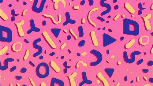 Memphis Retro 80s Geometric 2D Pattern Abstract Cartoon Motion Background Loop