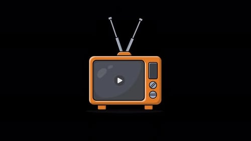 Animated Flat Design Retro Television with Extending Antennas