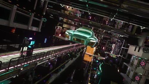 Cyberpunk City Flyover – Futuristic Cars on Neon Avenue | Cinema 4D + Octane
