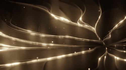 Abstract Flowing Golden Light Trails Background