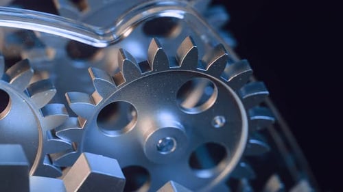 Rotating Silver Gears in a Mechanical System