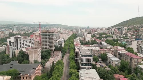 Old And New Real Estate Buildings In Tbilisi (Fly Over)