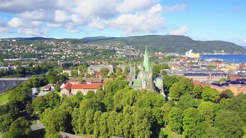 Nidaros Cathedral Aerial View Trondheim